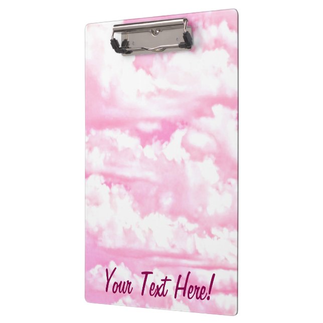 Personalised Pink Happy Clouds Clipboard (Left)
