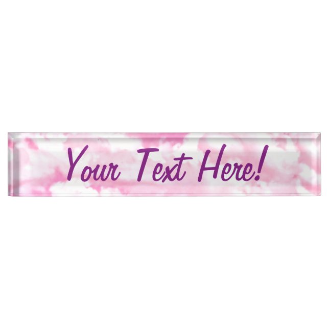 Personalised Pink Happy Clouds Nameplate (Front)