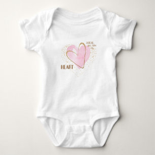 Personalised Pink Heart Baby Bodysuit
