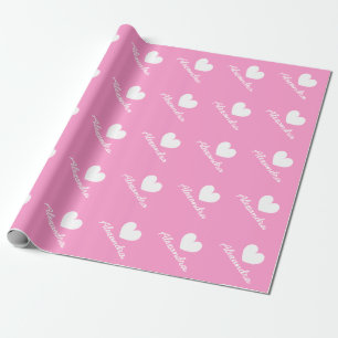 Personalised pink heart baby shower wrappingpaper