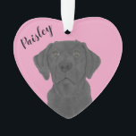 Personalised Pink Heart Black Labrador Ornament<br><div class="desc">I am in love with this beautifully detailed watercolor illustration of a black lab dog! on a sweet pink heart! Personalise these pastel ornaments and make the nice list this year! For the perfect presents, pair it with a matching item from the collection for a thoughtful housewarming, bridal shower, teacher,...</div>
