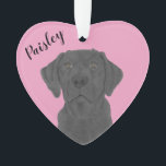 Personalised Pink Heart Black Labrador Ornament<br><div class="desc">I am in love with this beautifully detailed watercolor illustration of a black lab dog! on a sweet pink heart! Personalise these pastel ornaments and make the nice list this year! For the perfect presents, pair it with a matching item from the collection for a thoughtful housewarming, bridal shower, teacher,...</div>