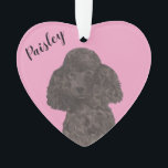 Personalised Pink Heart Black Poodle Ornament<br><div class="desc">I am in love with this beautifully detailed watercolor illustration of a black poodle dog on a sweet pink heart! Personalise these pastel ornaments and make the nice list this year! For the perfect presents, pair it with a matching item from the collection for a thoughtful housewarming, bridal shower, teacher,...</div>