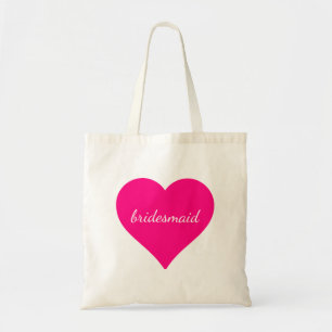 Personalised  Pink Heart Bridesmaid Tote Bag