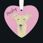 Personalised Pink Heart Fawn Greyhound Ornament<br><div class="desc">I am in love with this beautifully detailed watercolor illustration of a fawn greyhound on a sweet pink heart! Personalise these pastel ornaments and make the nice list this year! For the perfect presents, pair it with a matching item from the collection for a thoughtful housewarming, bridal shower, teacher, mother-in-law,...</div>