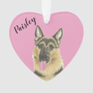 Personalised Pink Heart German Shepherd Ornament