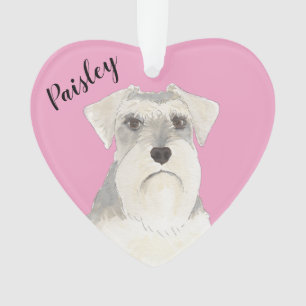 Personalised Pink Heart Grey White Schnauzer Ornament