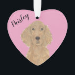 Personalised Pink Heart Irish Setter Ornament<br><div class="desc">I am in love with this beautifully detailed watercolor illustration of an irish setter dog on a sweet pink heart! Personalise these pastel ornaments and make the nice list this year! For the perfect presents, pair it with a matching item from the collection for a thoughtful housewarming, bridal shower, teacher,...</div>