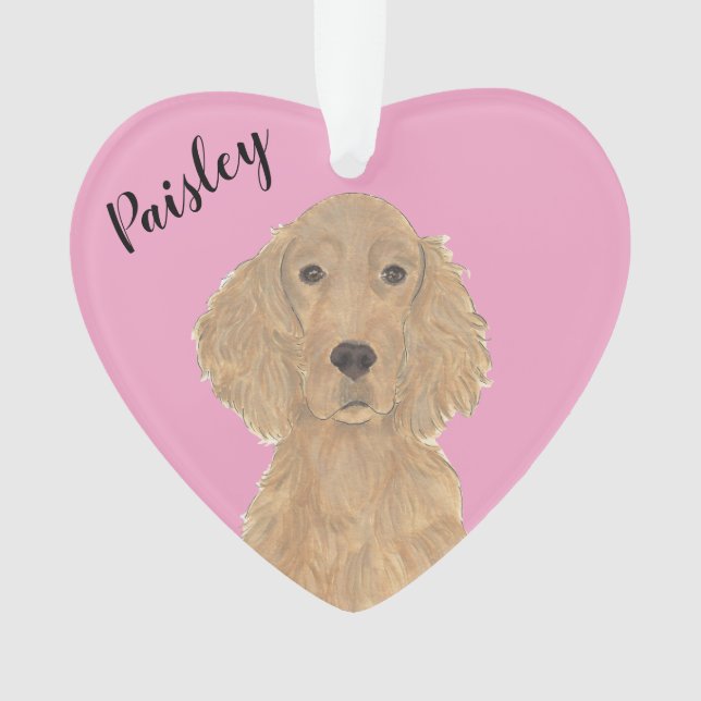Personalised Pink Heart Irish Setter Ornament (Front)