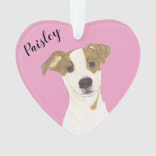 Personalised Pink Heart Jack Russell Terrier Ornament