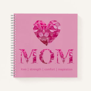 Personalised Pink Heart MOM Floral Recipe Book
