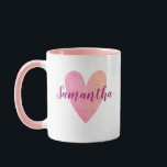 Personalised Pink Heart Mug<br><div class="desc">Personalise this feminine wood textured pink heart mug with the name of someone you love!</div>