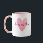 Personalised Pink Heart Mug<br><div class="desc">Personalise this feminine wood textured pink heart mug with the name of someone you love!</div>