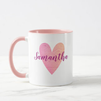 Personalised Pink Heart Mug