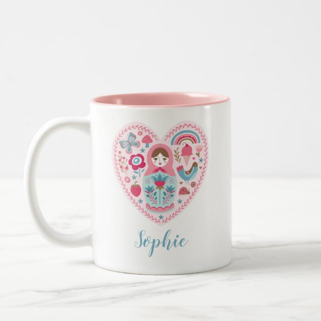 Personalised Pink Heart Mug (Left)