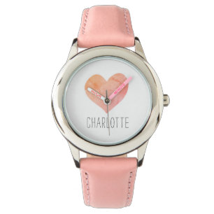 Personalised Pink Heart Name Watch