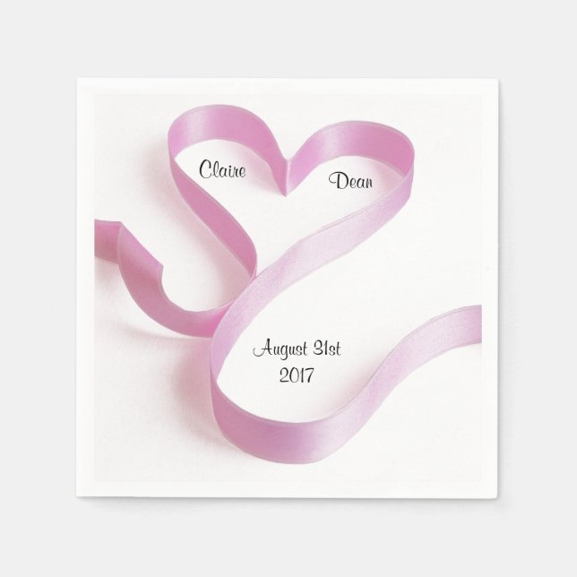 Personalised Pink Heart Napkins (Front)