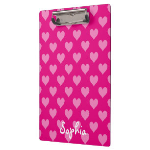 Personalised Pink Heart Pattern Clipboard