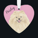 Personalised Pink Heart Pomeranian Ornament<br><div class="desc">I am in love with this beautifully detailed watercolor illustration of a pomeranian dog on a sweet pink heart! Personalise these pastel ornaments and make the nice list this year! For the perfect presents, pair it with a matching item from the collection for a thoughtful housewarming, bridal shower, teacher, mother-in-law,...</div>