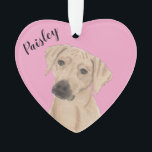 Personalised Pink Heart Rhodesian Ridgeback Ornament<br><div class="desc">I am in love with this beautifully detailed watercolor illustration of a rhodesian ridgeback dog on a sweet pink heart! Personalise these pastel ornaments and make the nice list this year! For the perfect presents, pair it with a matching item from the collection for a thoughtful housewarming, bridal shower, teacher,...</div>