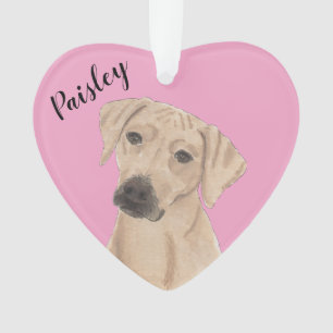 Personalised Pink Heart Rhodesian Ridgeback Ornament