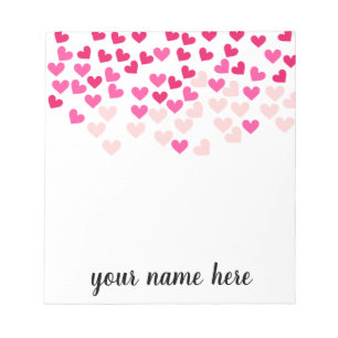 Personalised Pink Hearts Girls Notepad