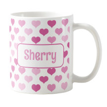 Personalised Pink Hearts Mug