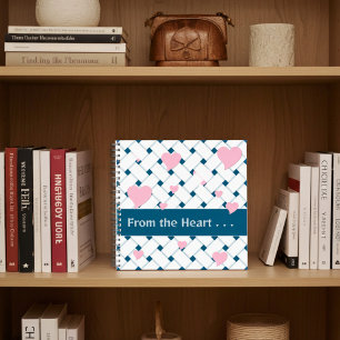 Personalised Pink Hearts, Ocean Blue Weave Journal