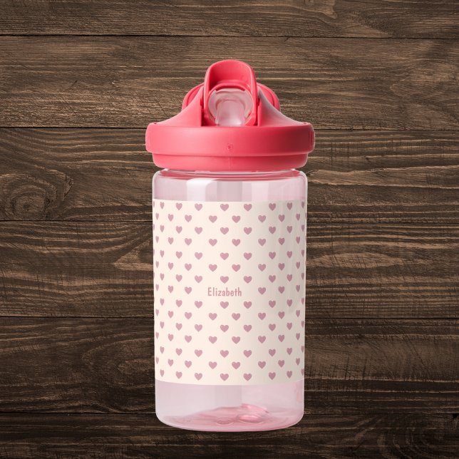 Personalised Pink Hearts Pattern Water Bottle (Creator Uploaded)