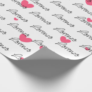 Personalised Pink Hearts Wrapping Paper