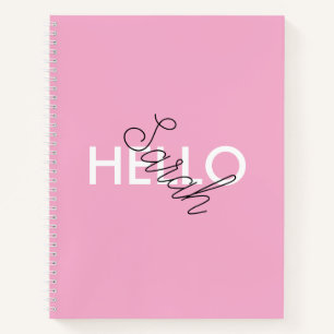 Personalised Pink "Hello" Notebook with Custom 