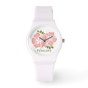 Personalised Pink Hibiscus Watch