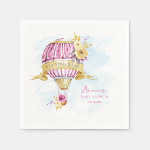 Personalised Pink Hot Air Balloon Baby Shower  Napkin