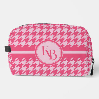 Personalised Pink Houndstooth Monogram Initials  Dopp Kit
