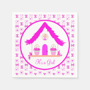 Personalised Pink House It's a Girl Napkin