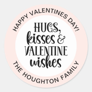 Personalised Pink Hugs Kisses Valentine Sticker
