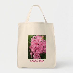 Personalised Pink Hyacinths Flowers Canvas Bags