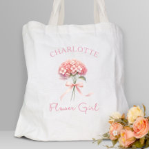Personalised Pink Hydrangea Bow Floral Flower Girl
