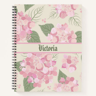 Personalised Pink Hydrangea Floral Notebook