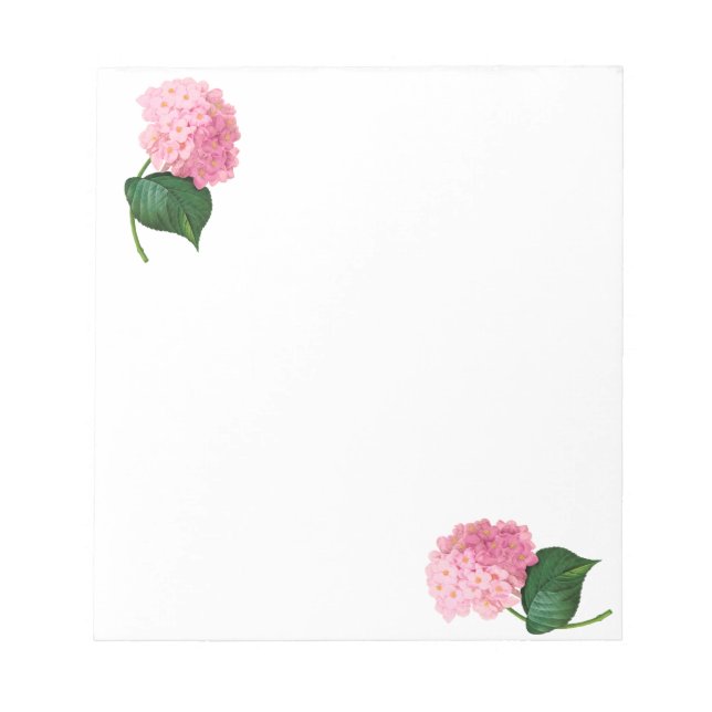 Personalised Pink Hydrangea Notepad (Front)