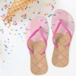 Personalised Pink Ice Cream Cone Summer Flip Flops<br><div class="desc">Do want sprinkles on that? Fun summer sandals that will keep your feet nice and cool (they're ice-creamy) and taste of strawberry - no that's a fib - they do not taste of strawberries. Do not lick the flip flops! - Add your initials in a playful font and enjoy the...</div>