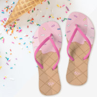 Personalised Pink Ice Cream Cone Summer Flip Flops