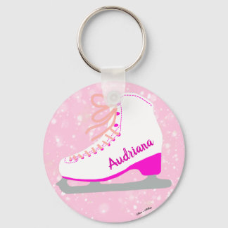 Personalised Pink Ice Skate Cute Figure Skater's Key Ring