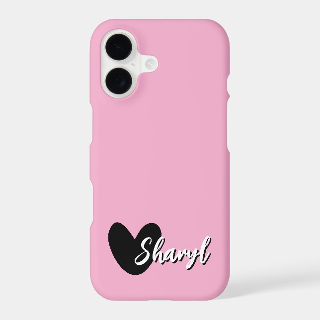 Personalised pink iPhone case with cute heart logo (Back)