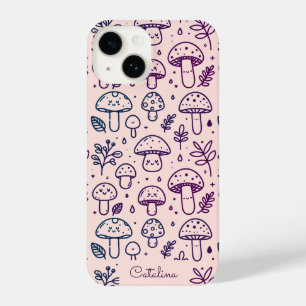 Personalised Pink Kawaii Mushroom phone case