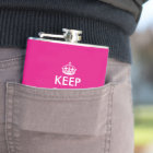 Personalised pink keep calm hip flask for women
