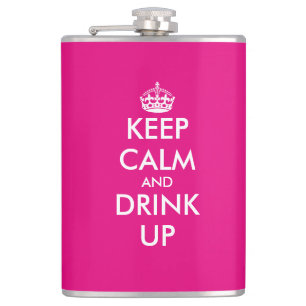 Personalised pink keep calm hip flask for women