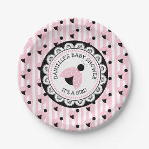 Personalised Pink Ladybug Baby Shower Paper Plates