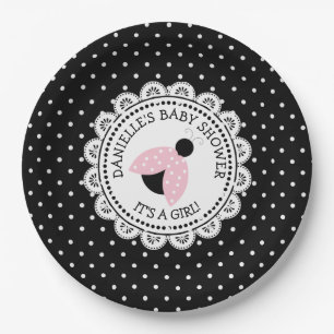 Personalised Pink Ladybug Baby Shower Paper Plates