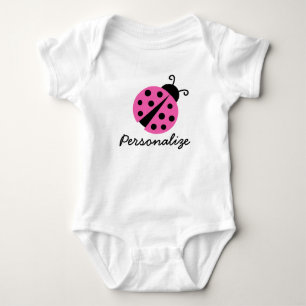 Personalised pink ladybug creeper for baby girl
